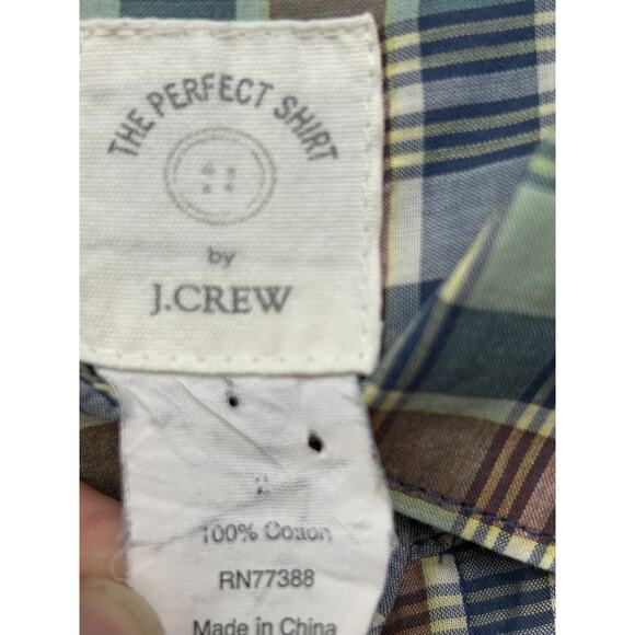J Crew The Perfect Shirt Womens Size 2 Green Blue Brown Plaid Button Down Cotton - Picture 5 of 6